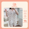 Bộ Pijama nữ tay cộc quần đùi họa tiết dâu tây xinh