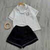 Đồ Ngủ Pijama Mặc Cho Nữ Cộc Đùi Thường Mặc Nhà Chất Đũi