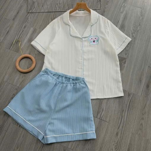 Đồ Ngủ Pijama Mặc Cho Nữ Cộc Đùi Thường Mặc Nhà Chất Đũi