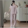 Bộ Pijama Kẻ Xốp Caro Tay Cộc Quần Dài Hot Trend