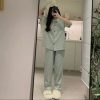 Bộ Pijama Kẻ Xốp Caro Tay Cộc Quần Dài Hot Trend