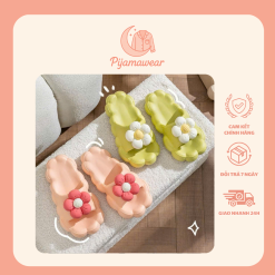 Dép Đi Trong Nhà Bánh Mì Quai Ngang Đế Cao Su Mềm Thiết Kế Hình Hoa Xinh Xắn