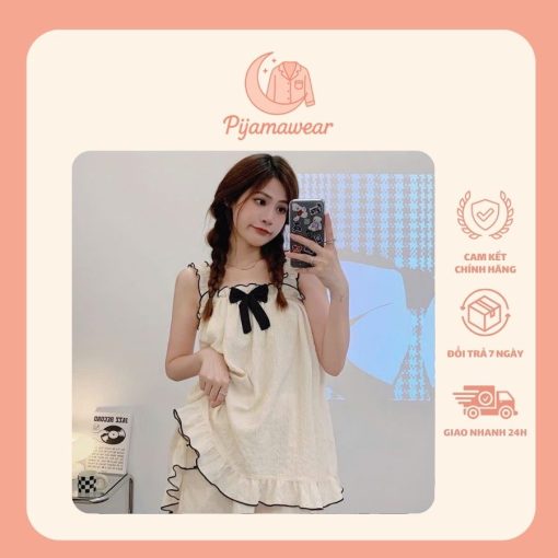 Bộ đồ ngủ pijama áo dây quần cộc