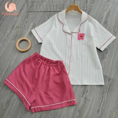 Bộ pijama nữ cộc tay hồng