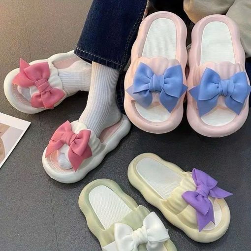 Dép Đi Trong Nhà Gắn Nơ Phong Cách Mới Mùa Hè, Đế Dày, Chống Mài Mòn