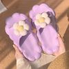 Dép Đi Trong Nhà Bánh Mì Quai Ngang Đế Cao Su Mềm Thiết Kế Hình Hoa Xinh Xắn Siêu Êm Chân Chống Trơn Trượt
