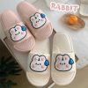 Dép Đi Trong Nhà Nữ Trắng Và Hồng Thiết Kế Mặt Thỏ Siêu Dễ Thương, Dép Mềm Bánh Mì Êm Chân Mang Trong Nhà Chống Trơn Trượt