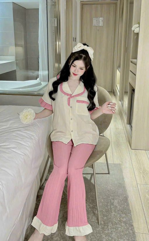 Đồ Bộ Mặc Nhà Pijama Tay ngắn Quần Dài Đũi Gân Cao Cấp