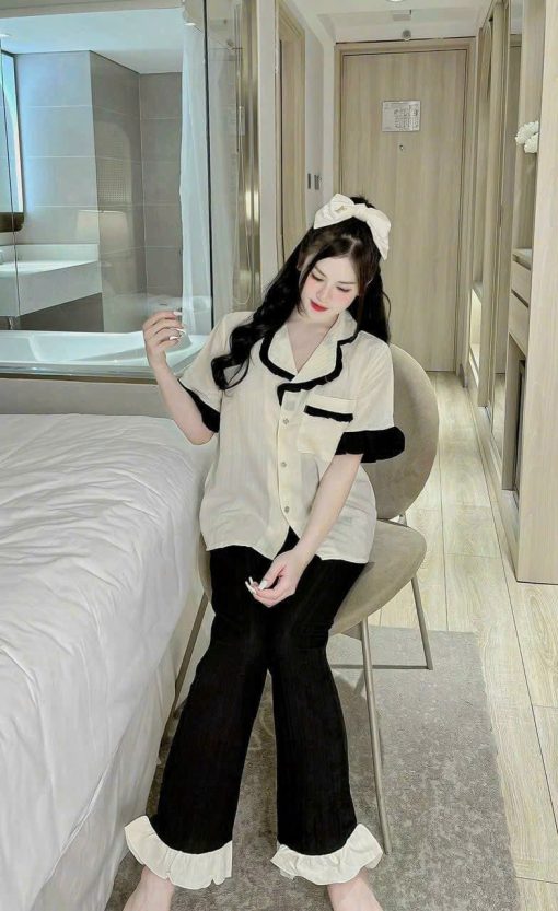 Đồ Bộ Mặc Nhà Pijama Tay ngắn Quần Dài Đũi Gân Cao Cấp
