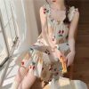 Váy Ngủ 2 Dây Ngắn Tay In Họa Tiết Phong Cách Công Chúa