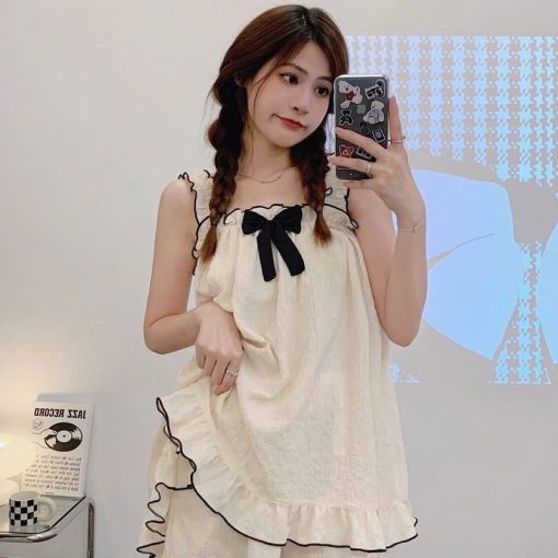 Bộ đồ ngủ pijama áo dây quần cộc