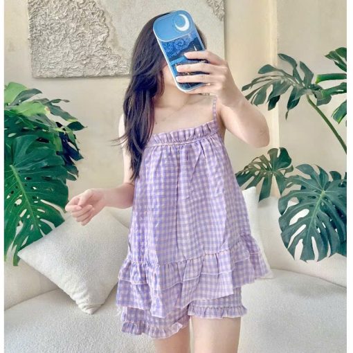 Bộ đồ ngủ pijama áo dây quần cộc