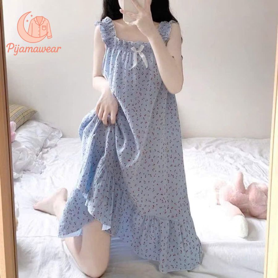 Gợi ý váy ngủ đẹp, dễ thương đáo cho nàng yêu phong cách nhẹ nhàng Váy ngủ đẹp oversize họa tiết dễ thương